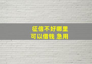 征信不好哪里可以借钱 急用